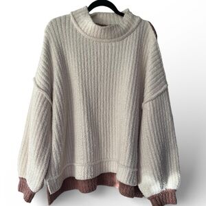 POL Cream and Brown Cowl Neck Sweater NWOT